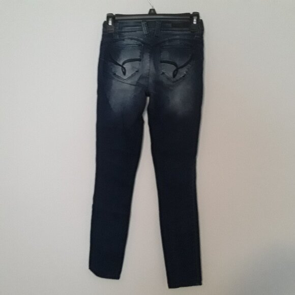 YMI ladies size 0 dark blue stonewash jeggings a/zipper and button fly - Picture 3 of 7